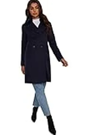 Chi Chi London Abrigo Estructurado de Doble Botonadura con Cuello de Piel en Azul Marino, , 38 para Mujer