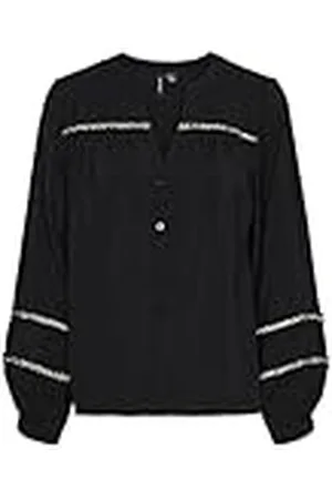 VERO MODA Vmdemi Detail LS Top Wvn Ga Blusa de Manga Larga, , S Mujeres