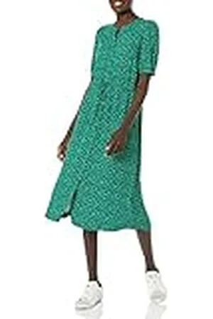 Amazon Vestido evasé Midi Ajustado en la Cintura de Corte Holgado con Media Manga Mujer, , M