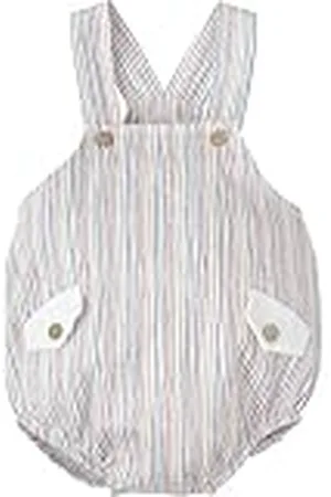 BABIDU Peto Algodón 100% con Rayas Multicolor, Tirantes Cruzados y Bolsillos con Botón Decorativo Conjunto, , 18 Meses Unisex bebé