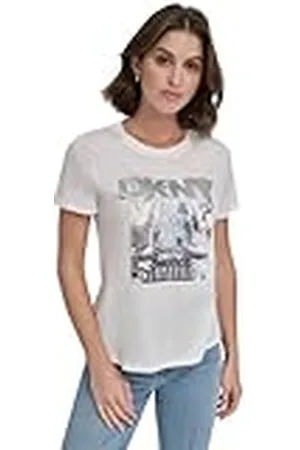 DKNY New York Snow Photo Real Logo Crew Neck tee Camiseta, , L Mujeres