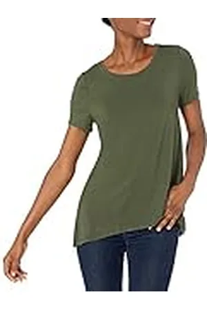 Amazon Camiseta Holgada de Manga Corta y Cuello Redondo y Amplio (Disponible en Tallas Grandes) Mujer, , XL