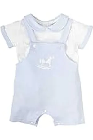 BABIDU Conjunto Peto Corto y Camiseta, Bordado Caballito Balancín, , 9 Meses Unisex bebé