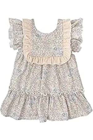 BABIDU Vestido Bebé Niña Verano Algodón 100% con Volantes, Tirantes o Mangas, Cuello Decorativo, Estampados Florales o Plumetti, Diseño Suave, Fresco y Cómodo para Ceremonias, Eventos o Uso Diario