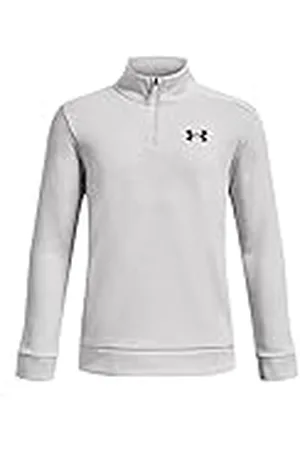 Under Armour UA Armour Fleece 1/4 Zip Sudadera con cremallera para niño, sudadera deportiva ligera, color gris halo/negro