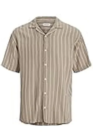 JACK & JONES Jjeenzo Stripe Resort-Camiseta SS Sn Camisa de Manga Corta, , L Hombres
