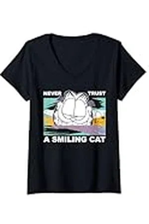 Garfield Mujer Garfiled - Nunca te fíes de un gato sonriente Camiseta Cuello V