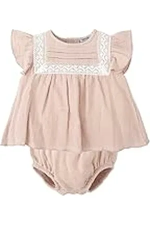 BABIDU Vestido Bebé Niña Verano Algodón 100% con Braguita, Volantes y Bordados, Diseño con Tirantes, Mangas Cortas o Sin Mangas, Estampados Florales y Cuadros Vichy, Jesusito Ideal para Días Soleados