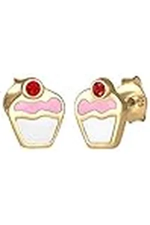 Elli Pendientes Kinder Cupcake Kristalle 925 Silber