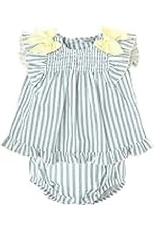 BABIDU Vestido Bebé Niña Verano Algodón 100% con Braguita, Volantes y Bordados, Diseño con Tirantes, Mangas Cortas o Sin Mangas, Estampados Florales y Cuadros Vichy, Jesusito Ideal para Días Soleados