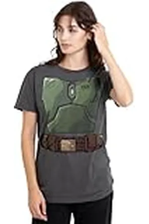 STAR WARS Boba Fett Costume Ladies T Shirt, Charcoal Camiseta, , M para Mujer