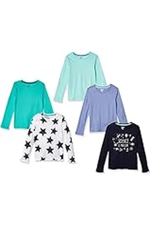 Amazon Camisetas de Manga Larga (Anteriormente Spotted Zebra) Niña, Pack de 5, , 9 años