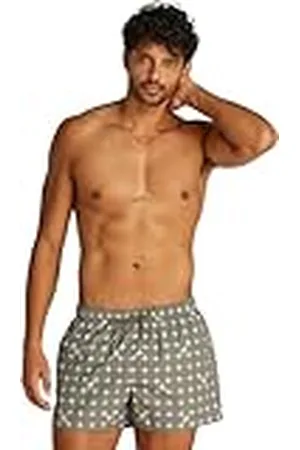 Calvin Klein Bañador Hombre Short Drawstring-Print con cintura ajustable, Multicolor (Diffused Logo Grid Green Aop), L