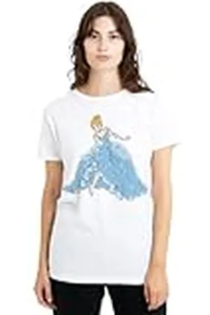 Disney Cinderella Sparkling Princess Ladies T Shirt, White Camiseta, , S para Mujer