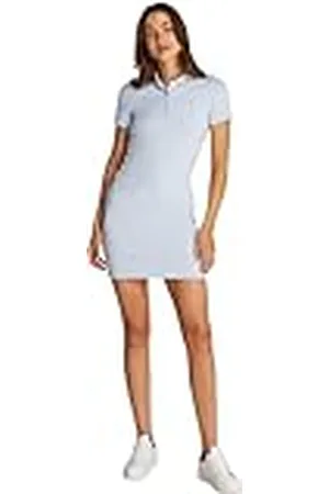 Tommy Hilfiger Vestido tipo polo Mujer 1985 Pique Slim Fit, Azul (Breezy Blue), M