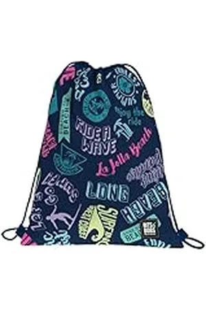 Grafoplas Mochila Saco con Cuerdas, 36x47cm, Bolsillo Exterior con Cremalleras, Beach, Bits&Bobs Pop Up Design, Perfecta para Extra Escolares
