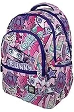 Grafoplas Mochila Escolar Tres Compartimentos, 33x46x22,5cm, 30 Litros, Zona Acolchada para Portátil, Modelo Roomy, Diseño Manga, Bits & Bobs Pop Up Design, Perfecta para Material Escolar