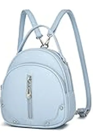 MISS LULÙ Mochila femenina PU impermeable - Mochila de viaje pequeña y liviana con correa desmontable, 4 bolsillos con cremallera