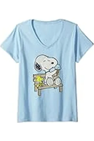 Peanuts Banco Woodstock Snoopy Camiseta Cuello V