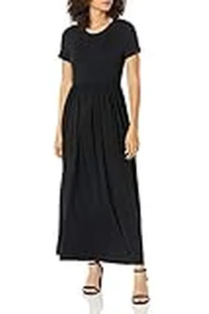 Amazon Maxi-Vestido con Cintura y de Manga Corta (Disponible en Tallas Grandes) Mujer, , XL
