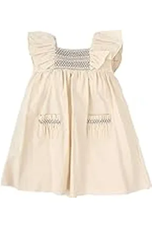 BABIDU Vestido Bebé Niña Verano Algodón 100% con Volantes, Tirantes o Mangas, Cuello Decorativo, Estampados Florales o Plumetti, Diseño Suave, Fresco y Cómodo para Ceremonias, Eventos o Uso Diario