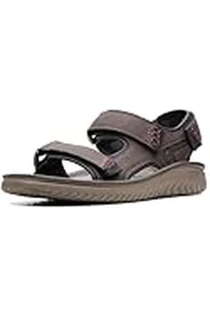 Clarks Sandalia plana Wesley Bay para hombre, Sintético Marrón, 44.5 EU