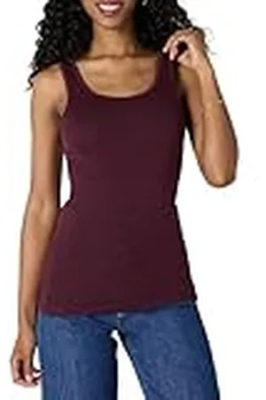 Amazon Camiseta Ajustada sin Mangas Mujer, Pack de 4, , XS