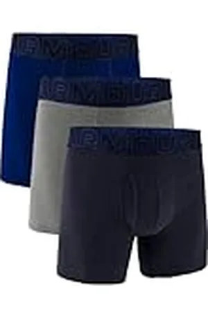 Under Armour 3-Pack Performance Cotton Boxer Brief, 6" Inseam, All-Day Comfort & Ultra-Soft Ropa Interior de Hombres, Midnight Navy-Core, XL (Pack de 3)