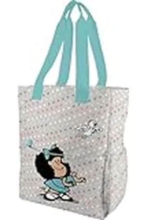 Grafoplas Bandolera Tote Bag Mafalda Bird, 37,5x31x14cm, 14 Litros, Compartimento Especial Portátil, Base Reforzada, Asa y Tira Bandolera Ajustable, Bolsillos Interiores y Exteriores