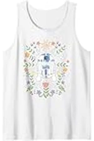 STAR WARS Cute R2D2 Floral Spring Vibes Big Chest Logo Camiseta sin Mangas