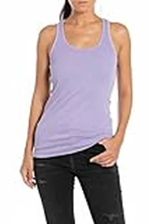 Replay Camiseta de tirantes con cuello redondo para mujer, Morado (Lavender 627), M
