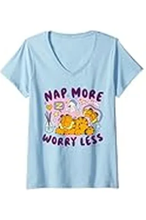Garfield Mujer Garfiled - El gato duerme más y se preocupa menos Camiseta Cuello V