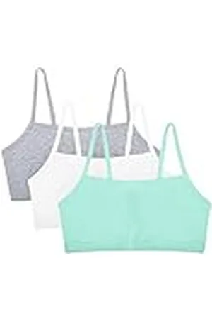 Fruit Of The Loom Spaghetti Strap Cotton Sports Bra-All-Day Comfort Sujetador Deportivo, Opaco, , 90 (Pack de 3) para Mujer