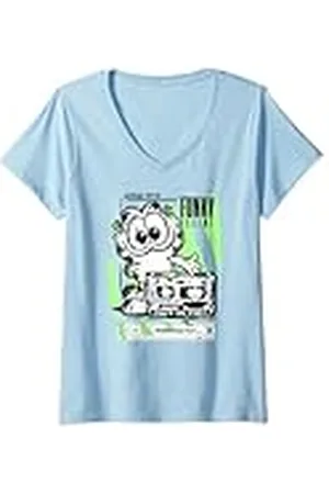 Garfield Mujer Garfiled - Casete retro para gatos Camiseta Cuello V