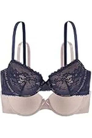 Dorina Chloe Set de Sujetadores para Mujer - Pack de Dos Piezas con Aros, Ligeramente Relleno, Encaje Floral y Microfibra Suave, Tirantes Ajustables