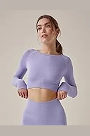 Black Limba Jemma - Camiseta Deportiva para Mujer Crop con Paneles texturizados de Manga Larga