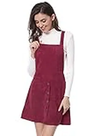 Allegra K Vestido tipo peto tipo peto evasé con tirantes de pana para mujer XL
