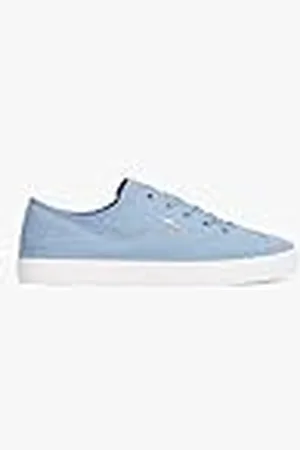 Tommy Hilfiger Sneaker con Suela Vulcanizada Mujer Washed Canvas Low Top, Azul (Brisk Blue), 37