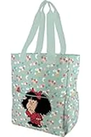 Grafoplas Bandolera Tote Bag Mafalda Pijama, 37,5x31x14cm, 14 Litros, Compartimento Especial Portátil, Base Reforzada, Asa y Tira Bandolera Ajustable, Bolsillos Interiores y Exteriores