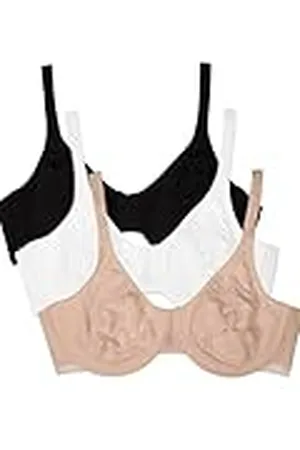 Fruit Of The Loom Unlined Underwire Bra-Cotton & Spandex Blend For Natural Shape and Flexibility Sujetador para Camiseta, Opaco, , 75C (Pack de 3) para Mujer