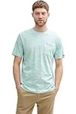 TOM TAILOR 1045624 Camiseta, 37304-Bottle Green White Injected, XL Hombres