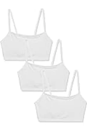 Fruit Of The Loom Sujetador Deportivo de algodón con Tirantes Delgados para Mujer, Paquete de 3 Unidades, Blanco/Blanco/Blanco, 85