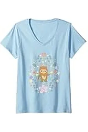 STAR WARS Mujer Cute Ewok Spring Flowers Pastel Color Big Logo Camiseta Cuello V