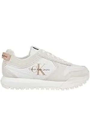 Calvin Klein Runner Sneaker Mujer Toothy Runner Irregular Lines Chunky, Blanco (White/Ancient White), 41