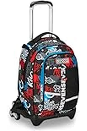 7 for all Mankind Trolley escolar Jack 2 ruedas, y rojo, Half Street, 3 en 1, triple uso, mochila con carro desenganchable, bolsillo para botella y sistema cruzado, mochila escolar de viaje, niño niño