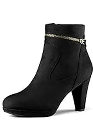 Allegra K Botines De Tacón Punta Redonda para Mujer con Cremallera 39