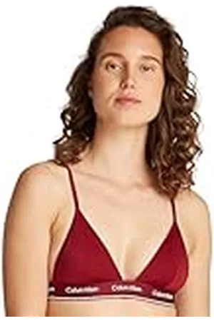 Calvin Klein Top de bikini Mujer Triangle-Rp cintura con logotipo, Rojo (Plum Glaze), L
