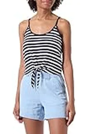 ONLY Onlmay Life S/L Short Knot Top Box Jrs, Night Sky/Stripes:Cloud Dancer Mujer