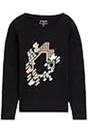 TOM TAILOR 1044203 Camiseta de Manga Larga, 14482-Negro Profundo, M para Mujer