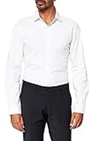 Calvin Klein Poplin Stretch Slim Shirt Camisa, White, XS para Hombre